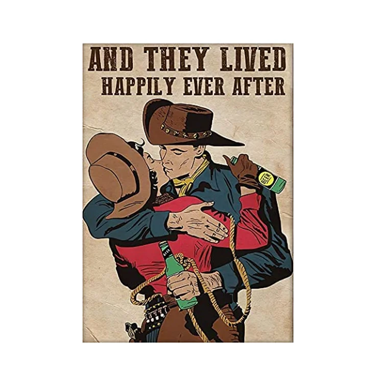 Cowboy - enseigne vintage en étain - 7.9x11.8 & 11.8x15.7inch