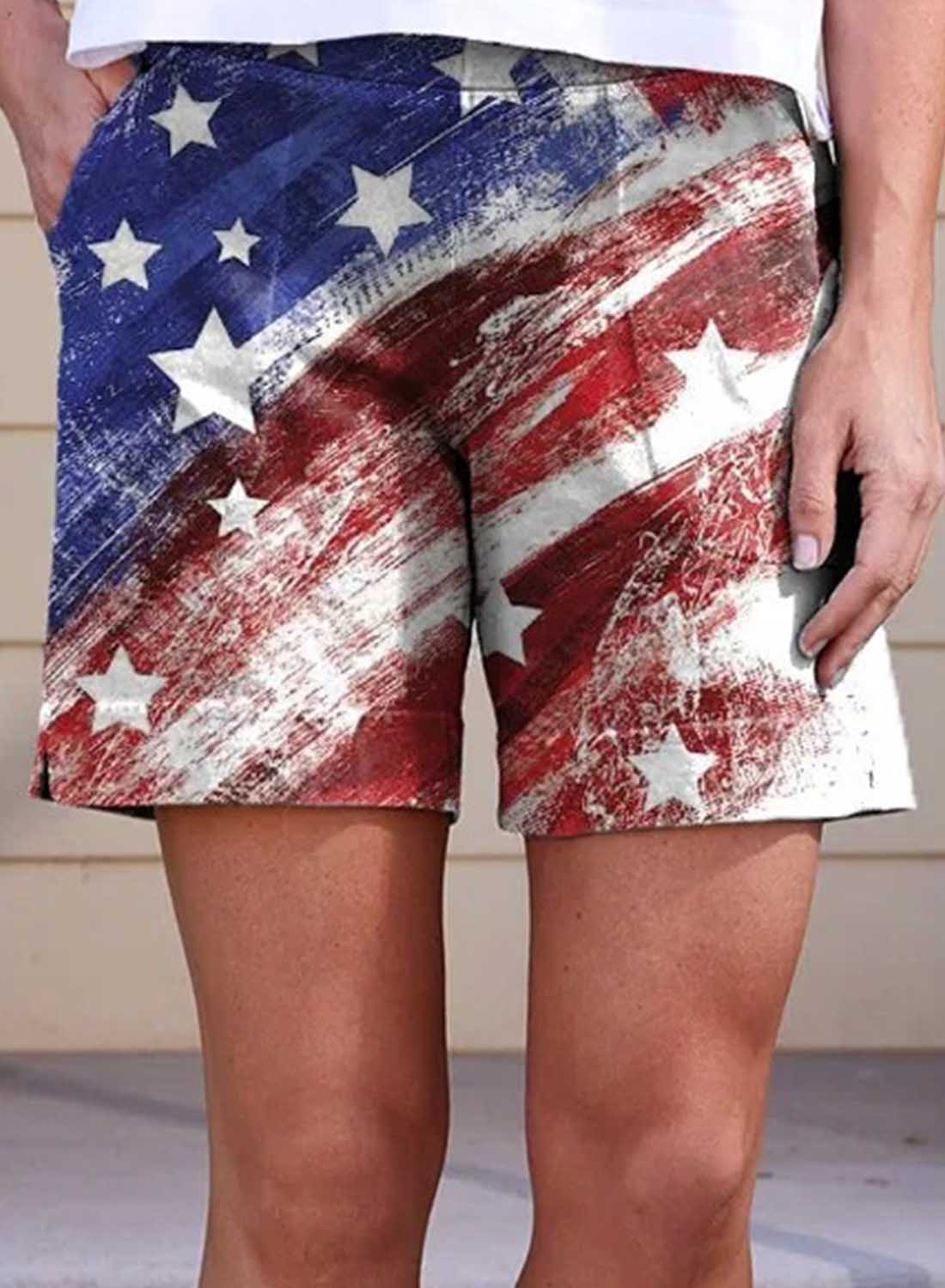 Women's American Flag Shorts Flag Print Shorts