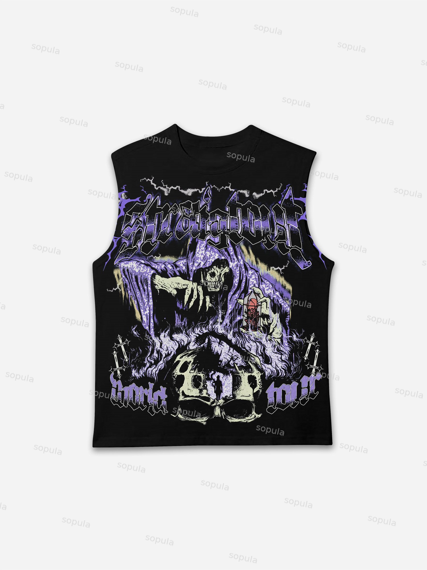 Vintage Grim Reaper Skull Graphic Print Tank Top - Sopula｜Premium Graphic Tees & Graphic Clothing