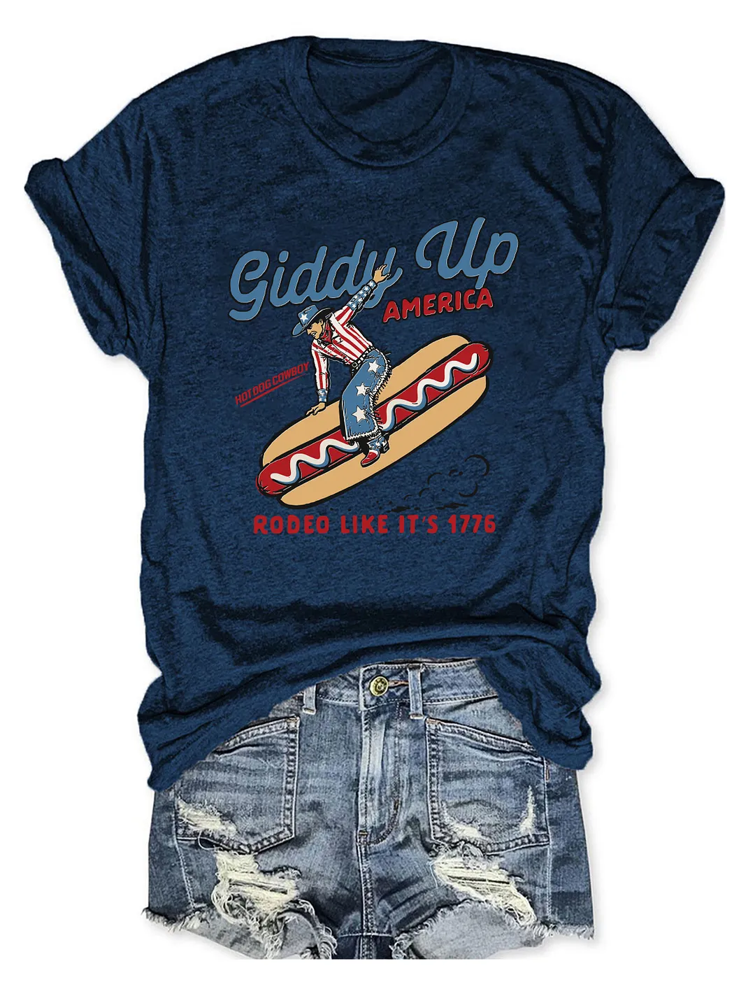 Giddy Up America Cowboy Hot Dog T-shirt