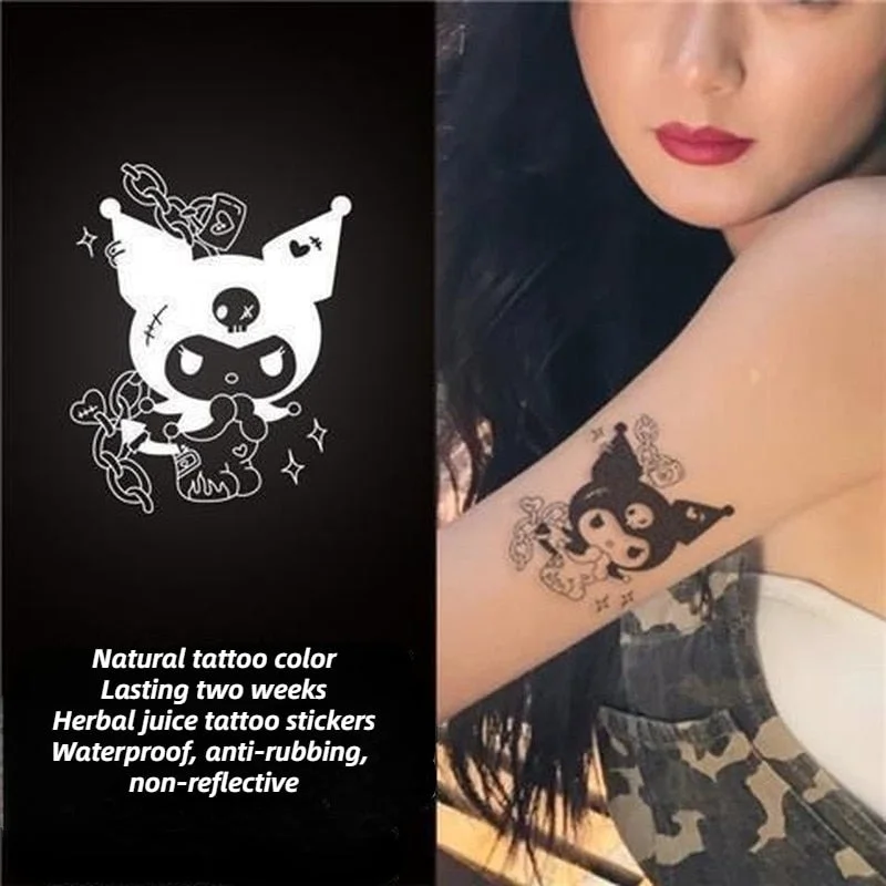 75*105mm Cartoon Anime Kawali Lolita Melody Kuromied Long-lasting Cute Cartoon Sweet Waterproof Realistic Tattoo Stickers