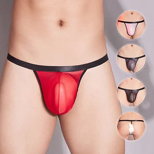 Men's high elasticity color matching breathable thong underwear