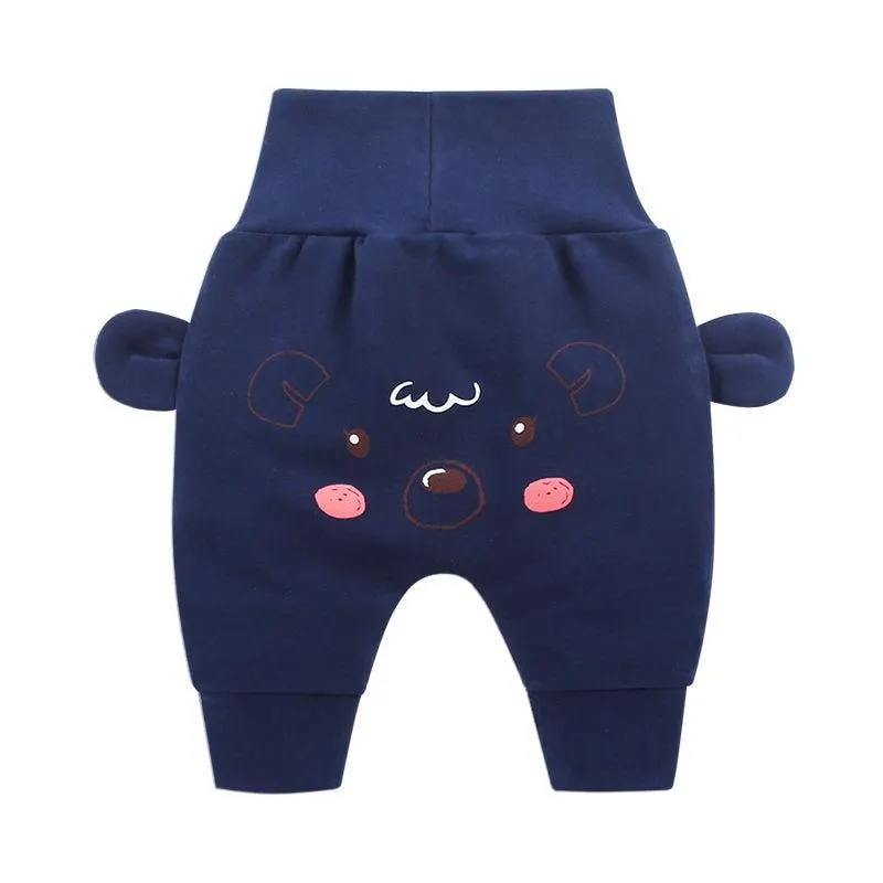Baby Cute Pants Boys Girl Cartoon High Waist Protection Belly Children Toddler Spring Autumn Winter Newborn Warm Velvet Trousers