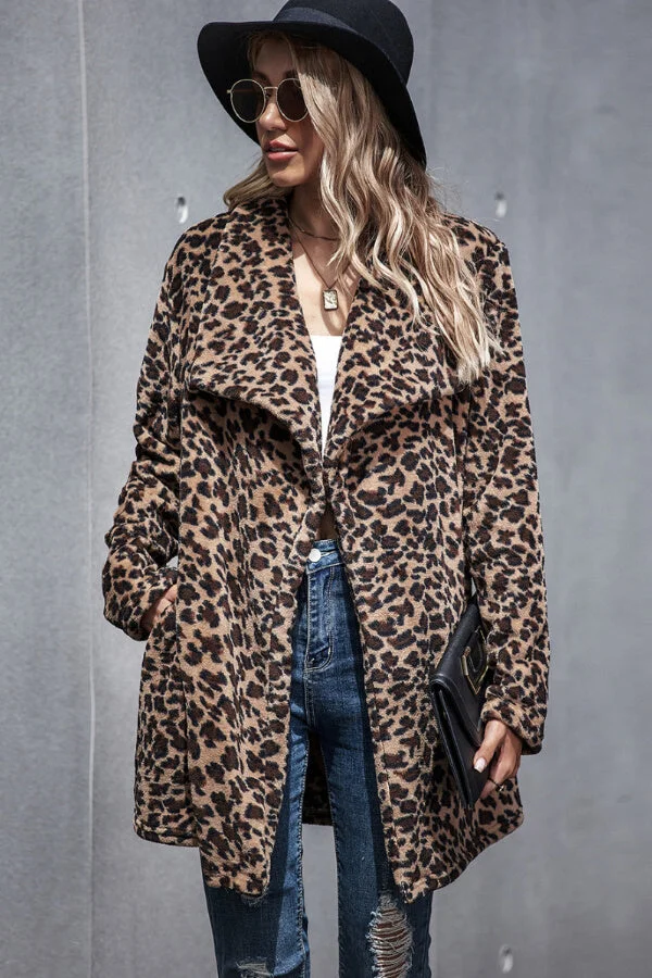 Leisure Faux Fur Leopard Print Long Coat