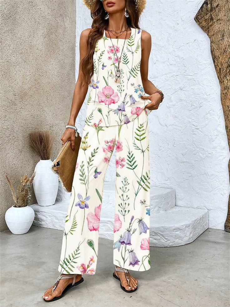 Women Long Sleeve V-neck Graphic Floral Printed Top