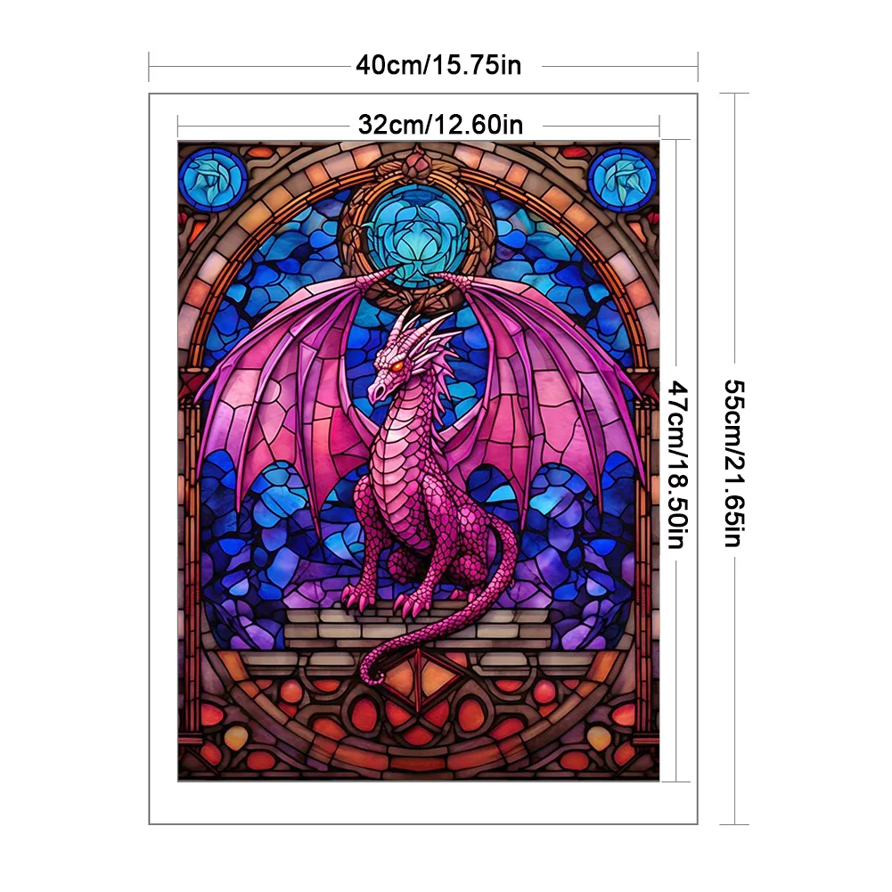 DIY Stamped Cross Stitch 14CT Full Embroidery 40*55cm - Glass Painting-Pterosaur