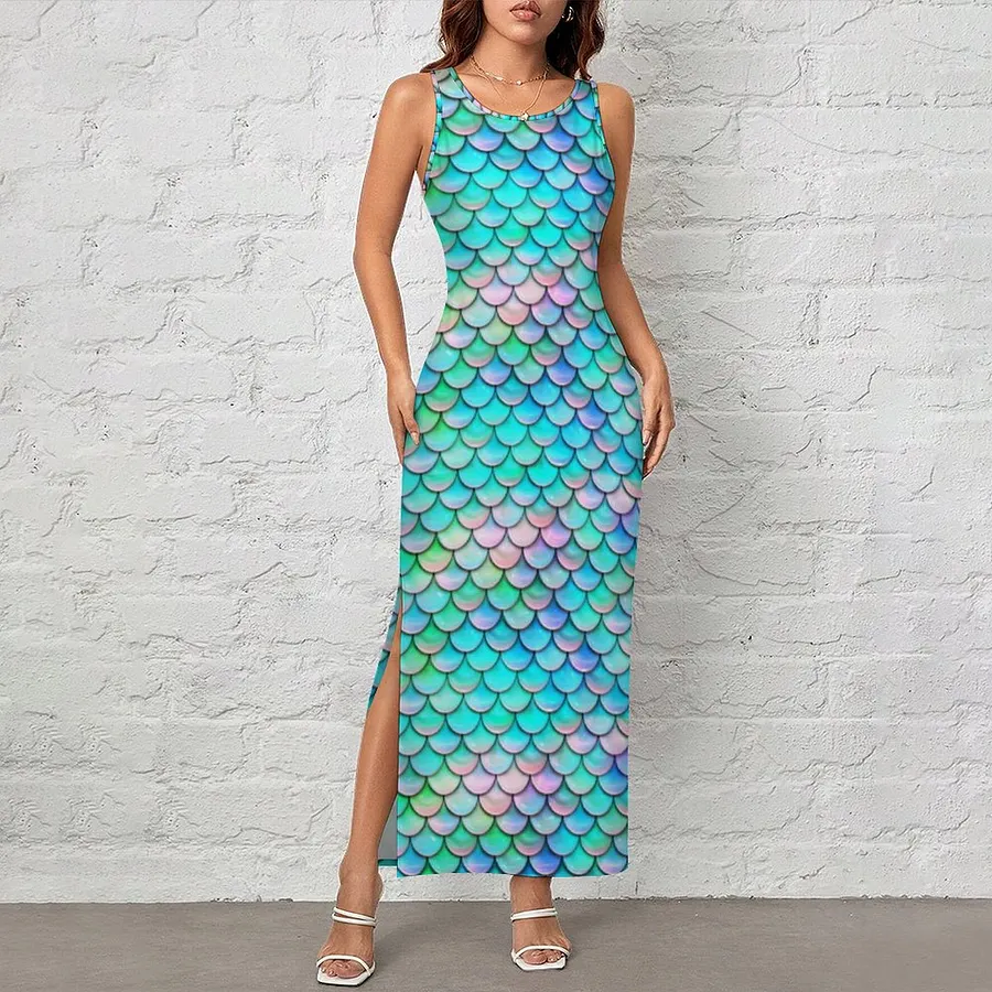 knee length dresses for ladies Bright Eyes Mermaid T-Shirt Dress – TIMOI main image 1