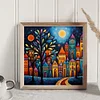 Colorful Houses - 14CT Stamped Cross Stitch - 40*40cm