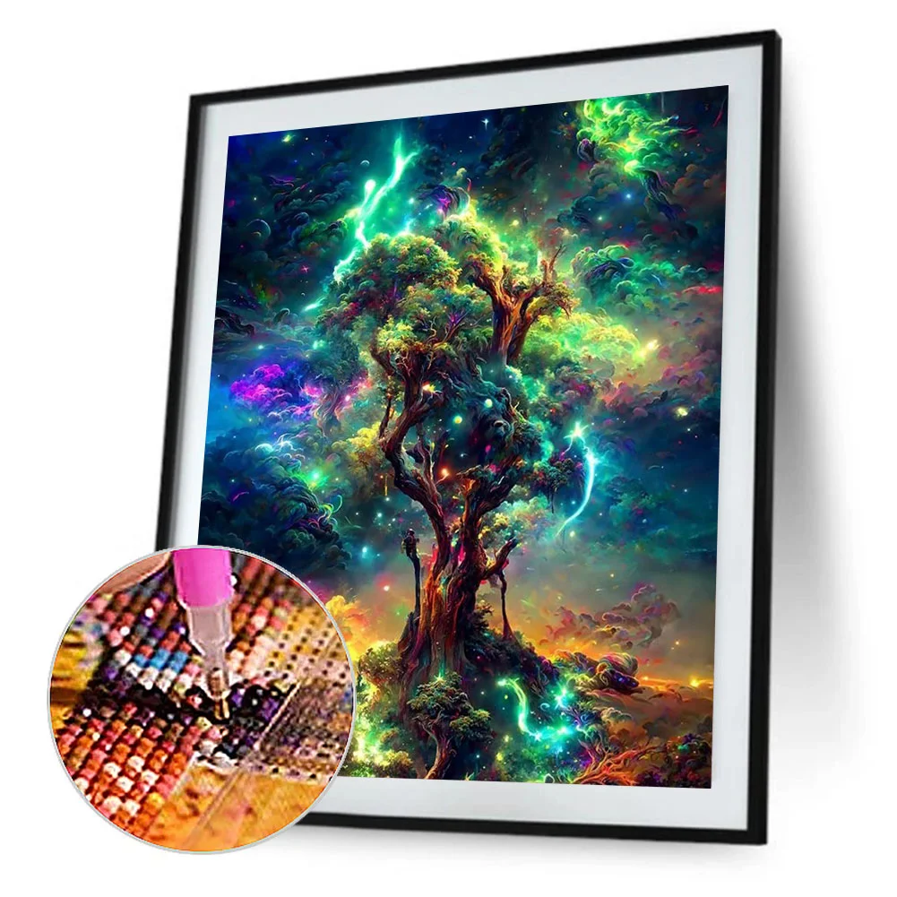 Full Round Diamond Painting 40*50cm - Starry Sky Tree