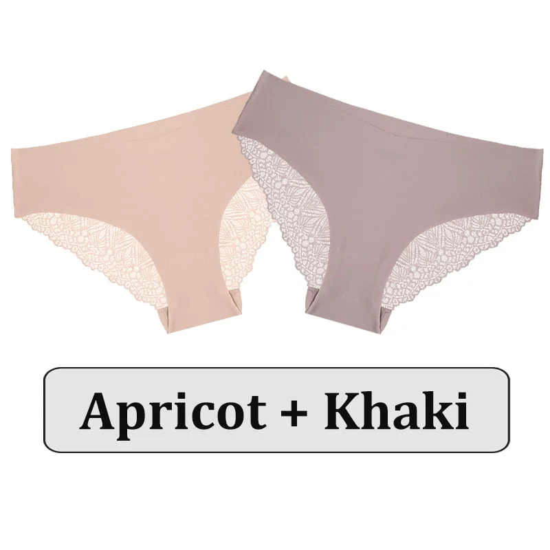 2PCS/Set Lace Panties Women Underwear Seamless Lingerie Sexy Panties Female Underpants Briefs Floral Lace Patchwork Woman Pantys