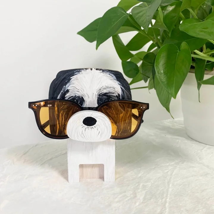 Gray Shih Tzu Dog Eyeglasses Stand