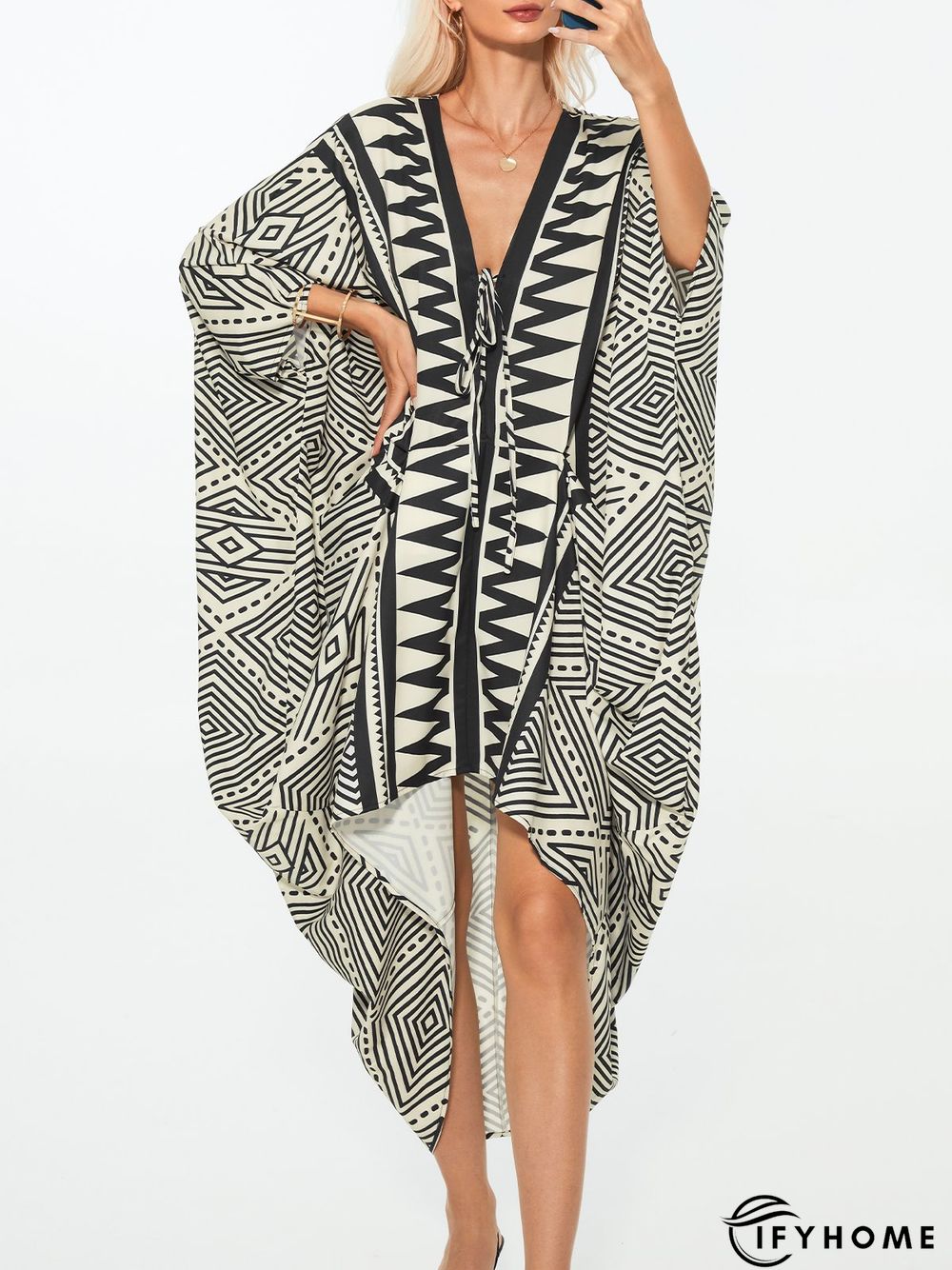 Vacation Long sleeve Elegant Ethnic Batwing Sleeve Dress | IFYHOME