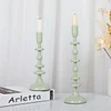 Lovely 2PCS Light Green Candle Holders Set Home Event Decor Prop