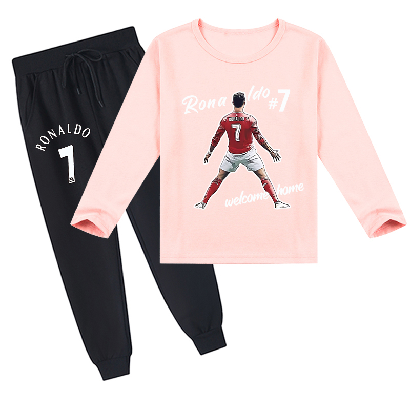 Mayoulove Cristiano Ronaldo Long Sleeve T-Shirt Set for Boys  Girls - Stylish Sportswear, Perfect Gift for Young Fans-Mayoulove