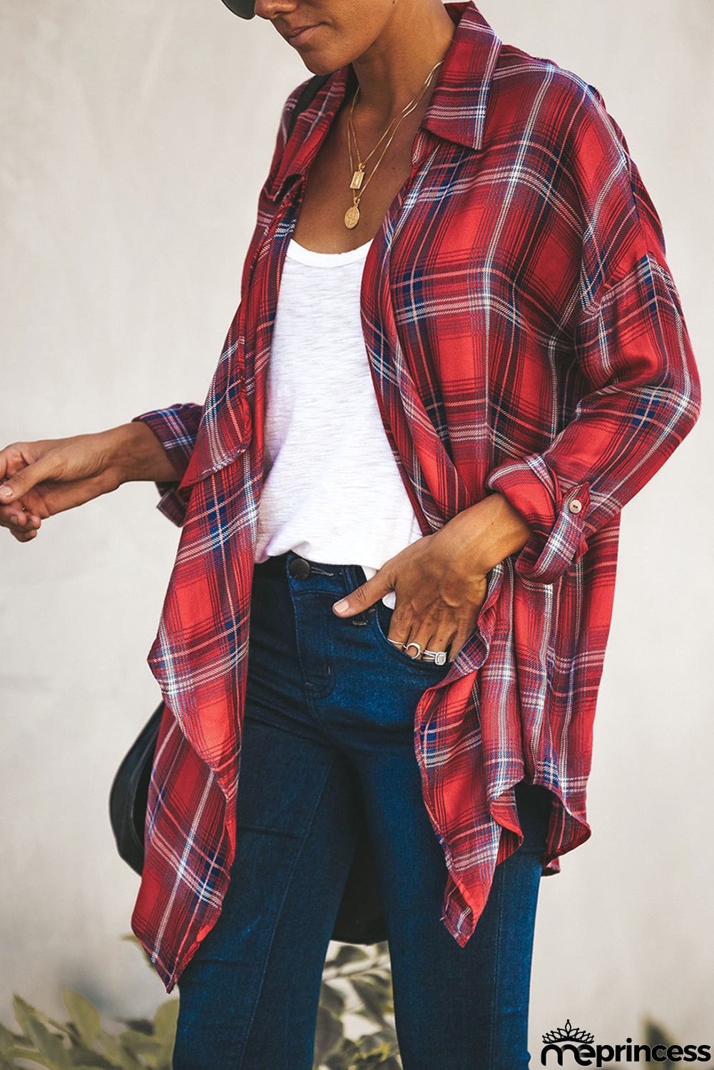 Plaid Drape Cardigan