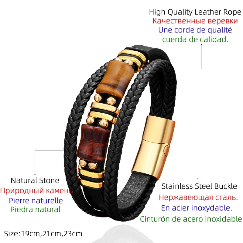 Punk Classic Style Commute Geometric Leather Rope Metal Men’s Bracelets