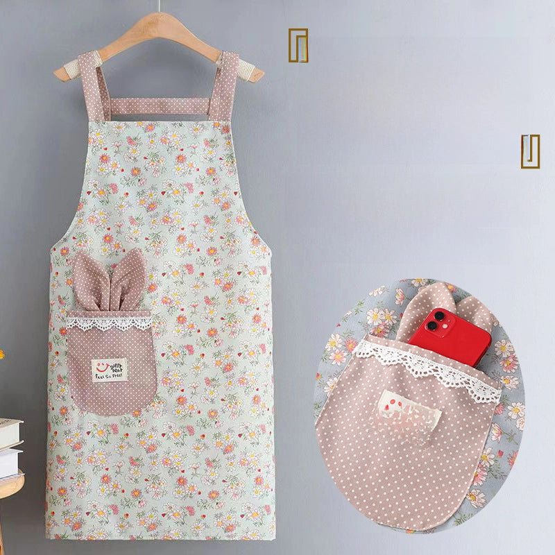 Apron Waterproof Long Sleeve Slub Cotton Fashionable Breathable Cooking Wear-resistant Antifouling Apron Cotton Household Factory