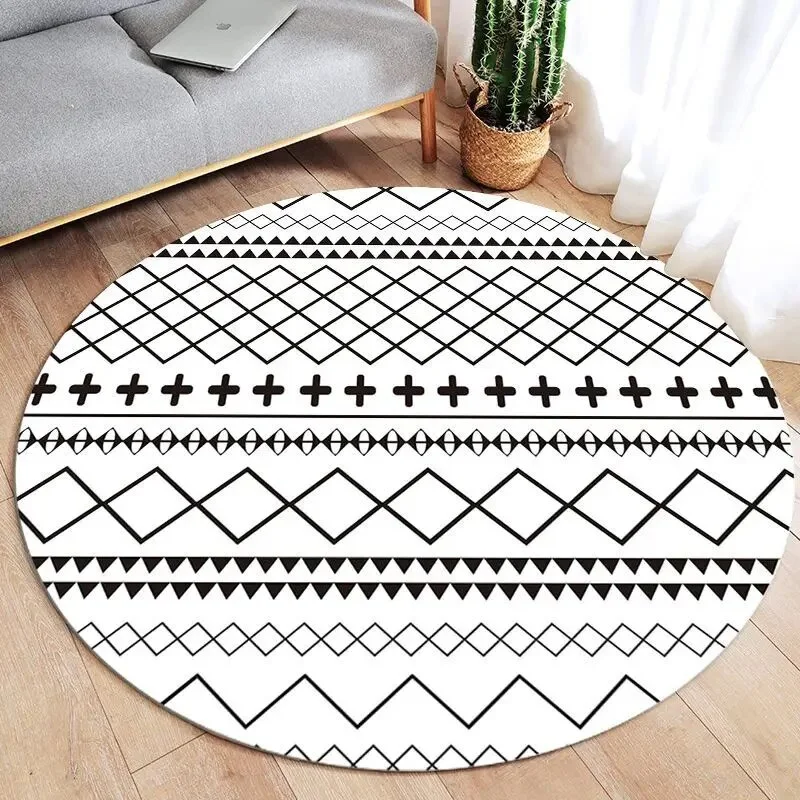 Athvotar Round Carpets Modern Living Room Sofa Coffee Table Rug Simplicity Decoration Bedroom Carpet Kitchen Bathroom Non-slip Rugs