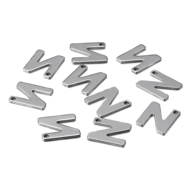 50 Pcs/package Minimalist Letter Stainless Steel Pendant Jewelry Accessories