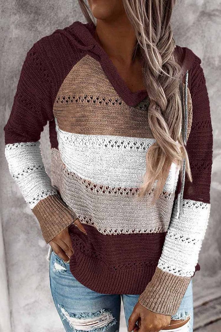 Striped Color-Block Knitted Sweater