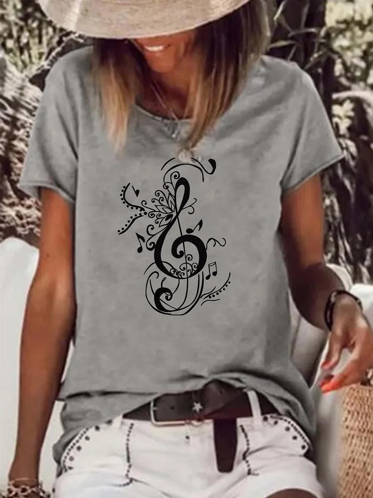 Treble Clef Essential Raw Hem Tee