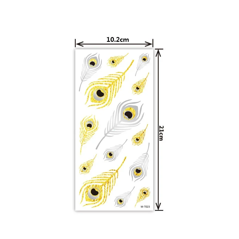 Creative personality exquisite fashion waterproof sweat gold and silver tattoo stickers bronzing and silver tattoo stickers