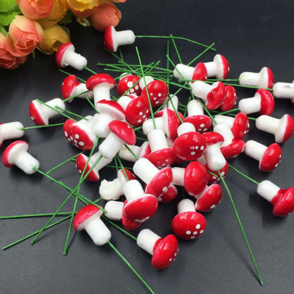 10pcs 2cm Foam Plant Mini Artificial Mushroom DIY Garden Bonsai Decor Props