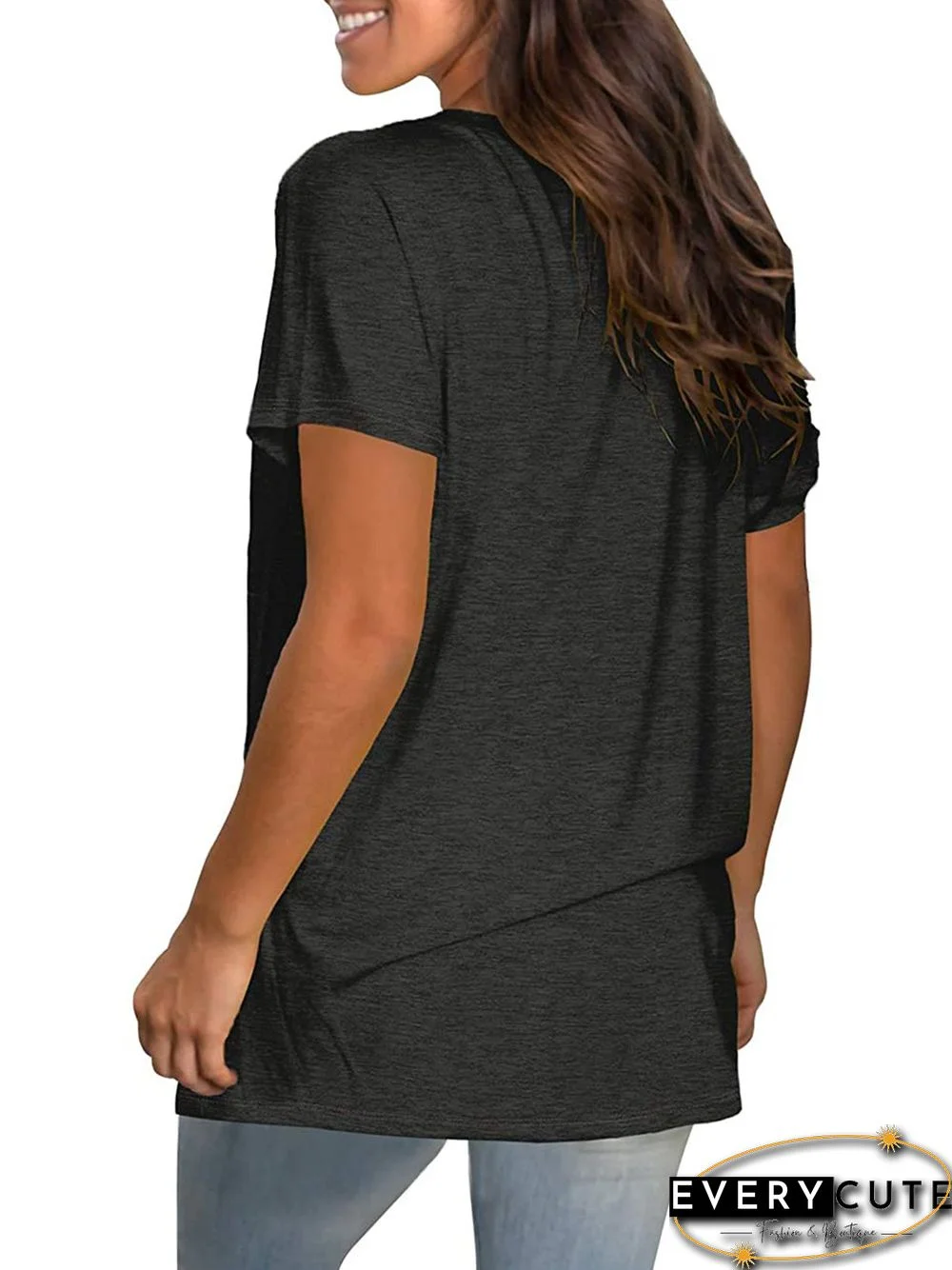 Short Sleeve Cotton-Blend Crew Neck Casual T-shirt