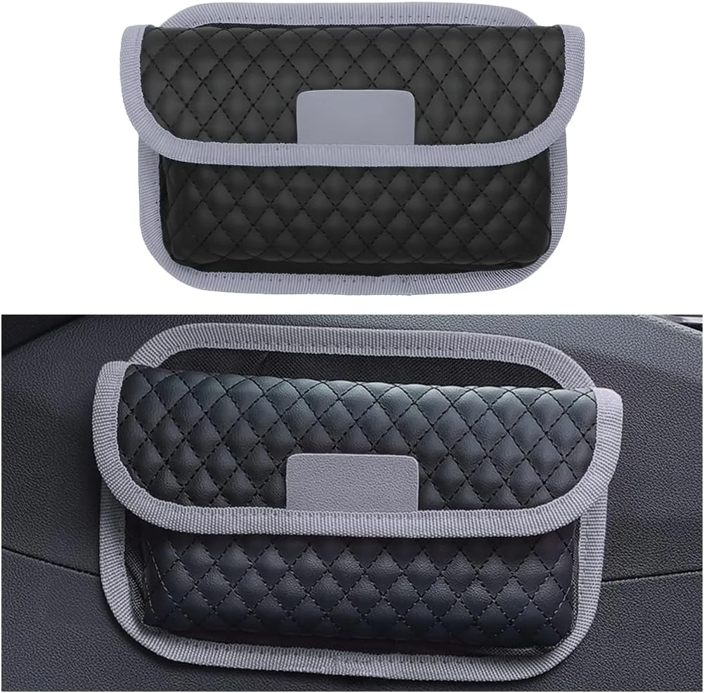 Car Seat Side Pocket Organizer, PU Leather Multifunctional Automotive Storage Bag for Phones Keys Cards, Mini Seat Gap Filler Pouch for Door Console, Universal Vehicle Accessories (Red)