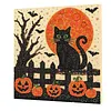 DIY Pre-Framed Halloween Pumpkin Cat Button Art Canvas Kit