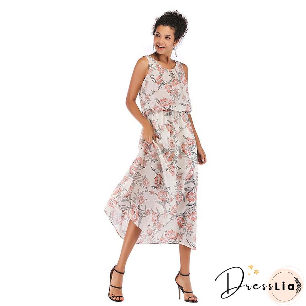 Printed pleated vest dress with suspender P14256