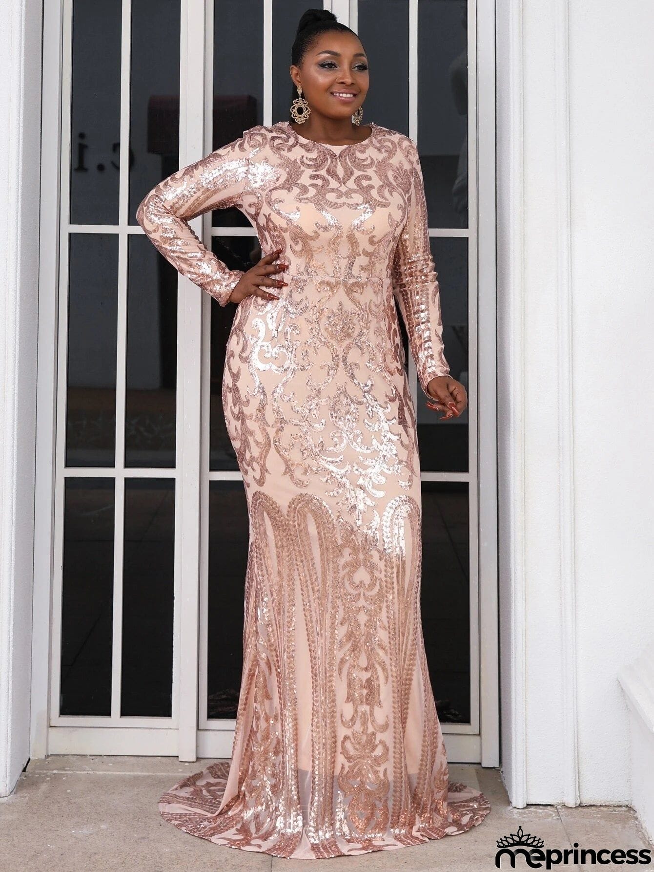 Missord Plus Mermaid Hem Sequin Prom Dress P0017