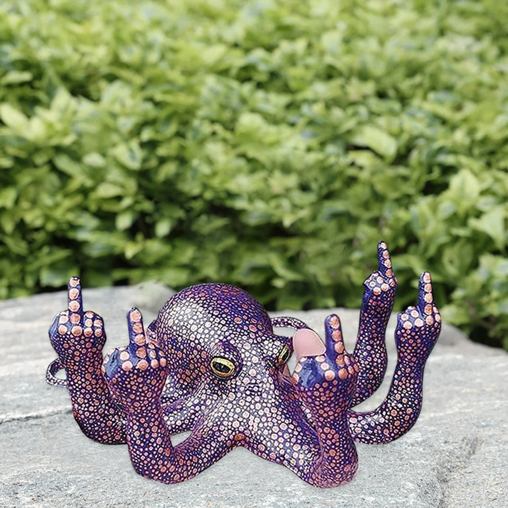 Resin Luminous Octopus Sculpture Landscape Ocean Octopus Figurines (Purple)