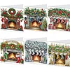 (US Only)6PCS DIY Diamond Art Greeting Cards Christmas Fireplace Congratulations Cards