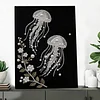 (30x40cm)Two Jellyfish DIY Pearl Painting Framed Grape Handmade Pearl Material Art Kit Living Room Decor