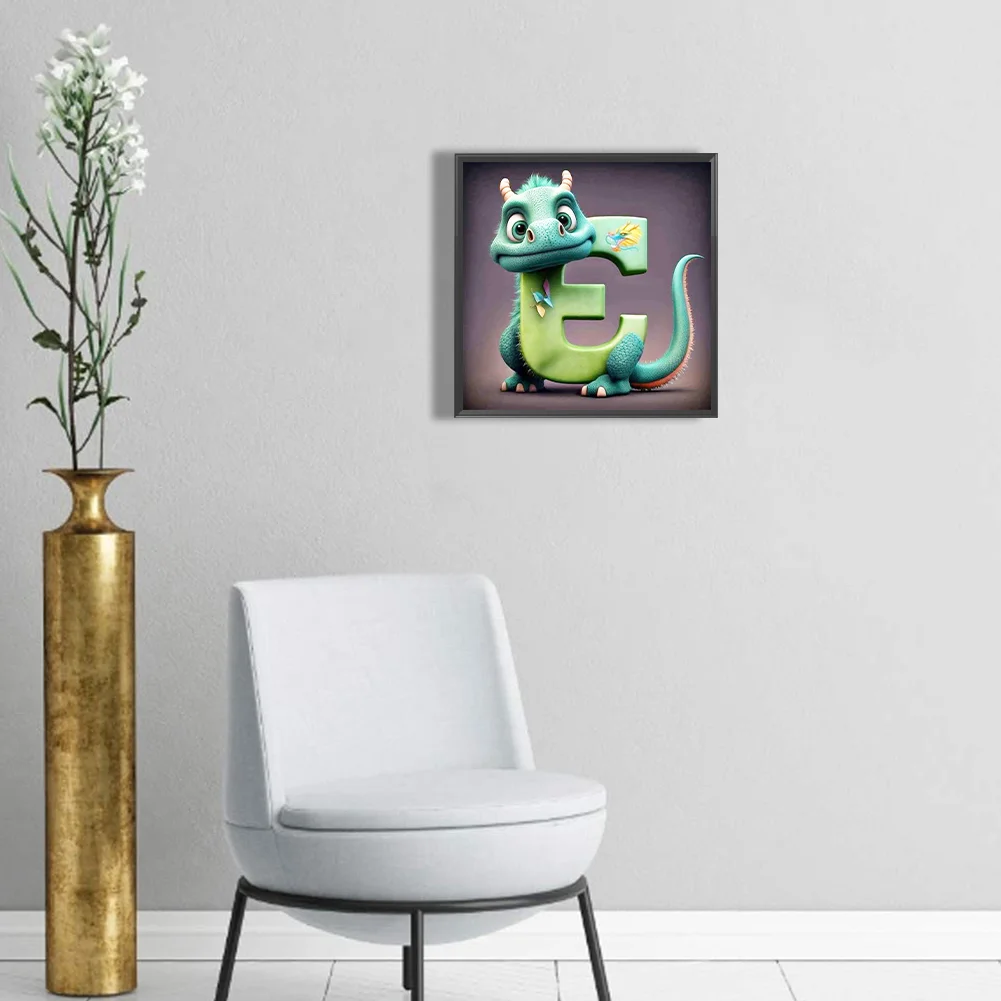 Diamond Painting - Full Round Drill - Dinosaur Letter E(30*30cm)