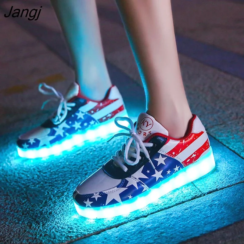 Jangj syllable LED Shoes Luminous Sneakers with Lighted sole Women LED Shoes for Adult Party Gift