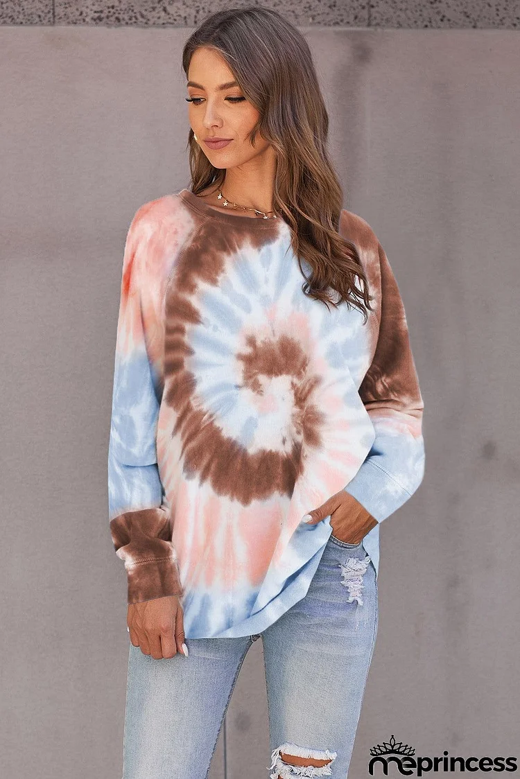 Fashion Red Ombre Tie Dye Loose Leisure Sweatshirt