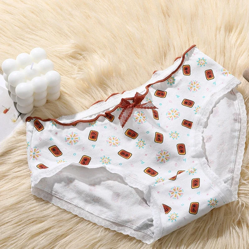 PCS / M-XL Cotton Panties Women's Underwear Panty Lovely Girl Dot Underpants Waist Seamless Comfort Briefs Female Lingerie