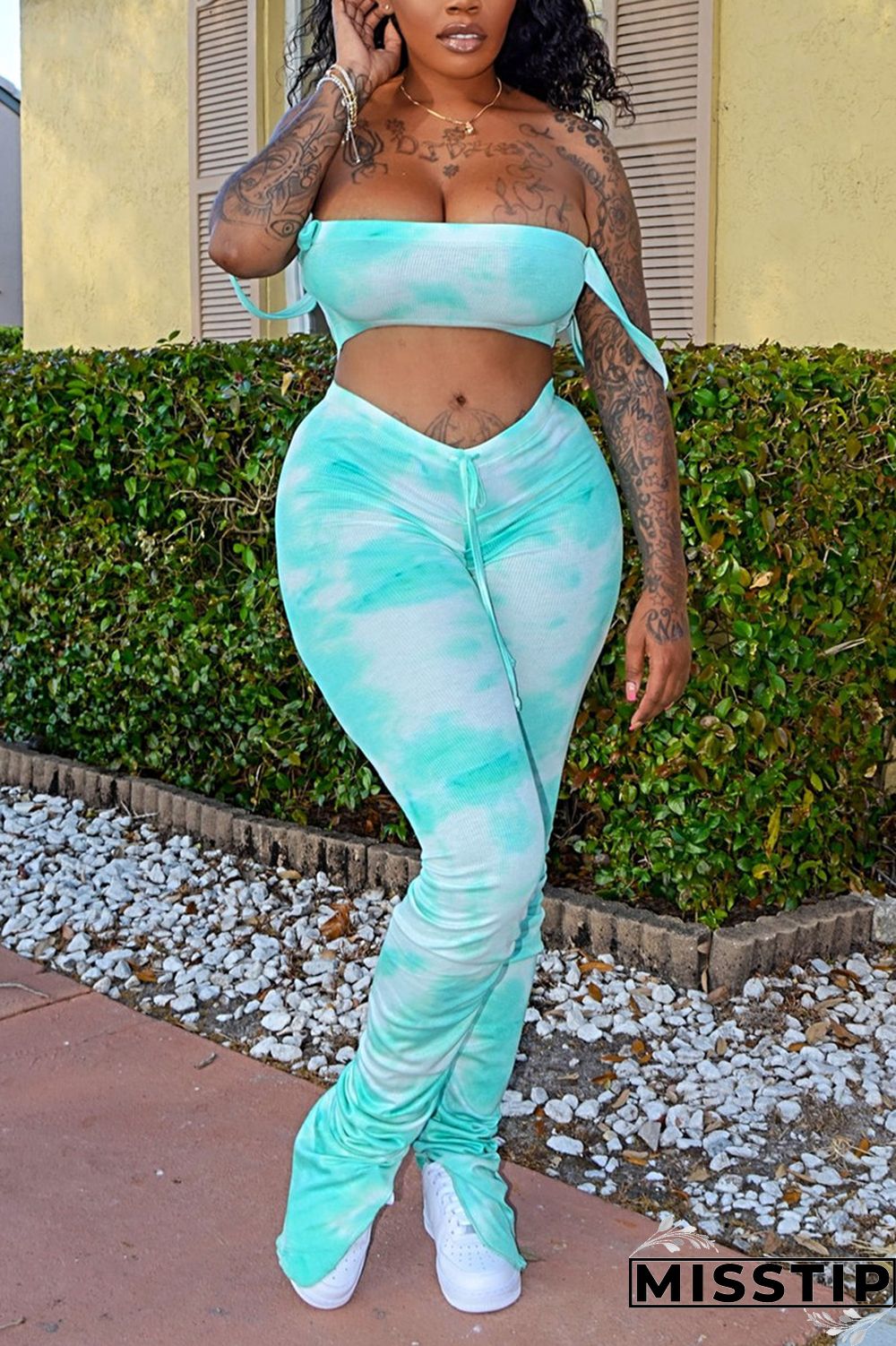 Multicolor Sexy Fashion Printed Trousers Two Piece Set