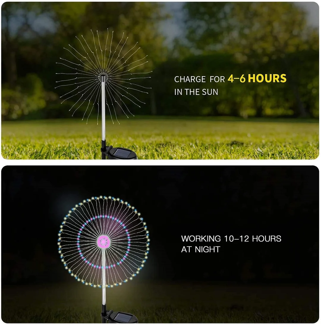 2 Pack Outdoor Solar Garden Decorative Lights- 105 LED DIY Flowers Fireworks Trees Light
