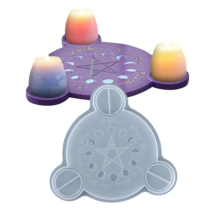 Silicone Mold Resin Moon Phase Candle Holder Mould Home Decor (Eclipse)