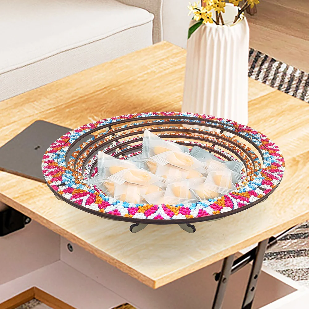 DIY Diamond Painting Wooden Serving Tray Diamond Art Tableware Manager Tray (Blue)