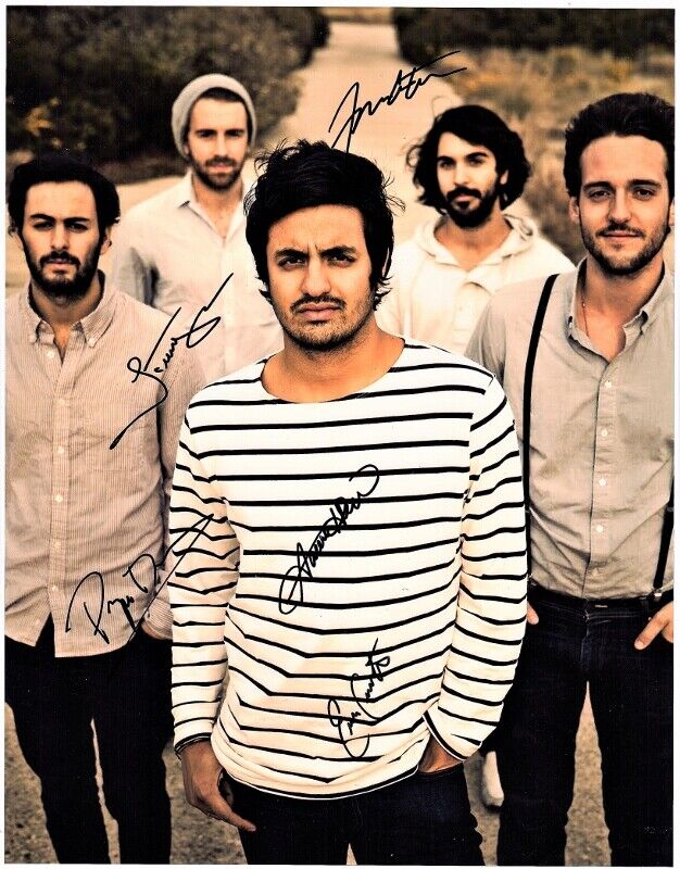 Young the Giant Signed Full Group 11x14 inch Photo Poster painting by Sameer Gadhia and 4 more