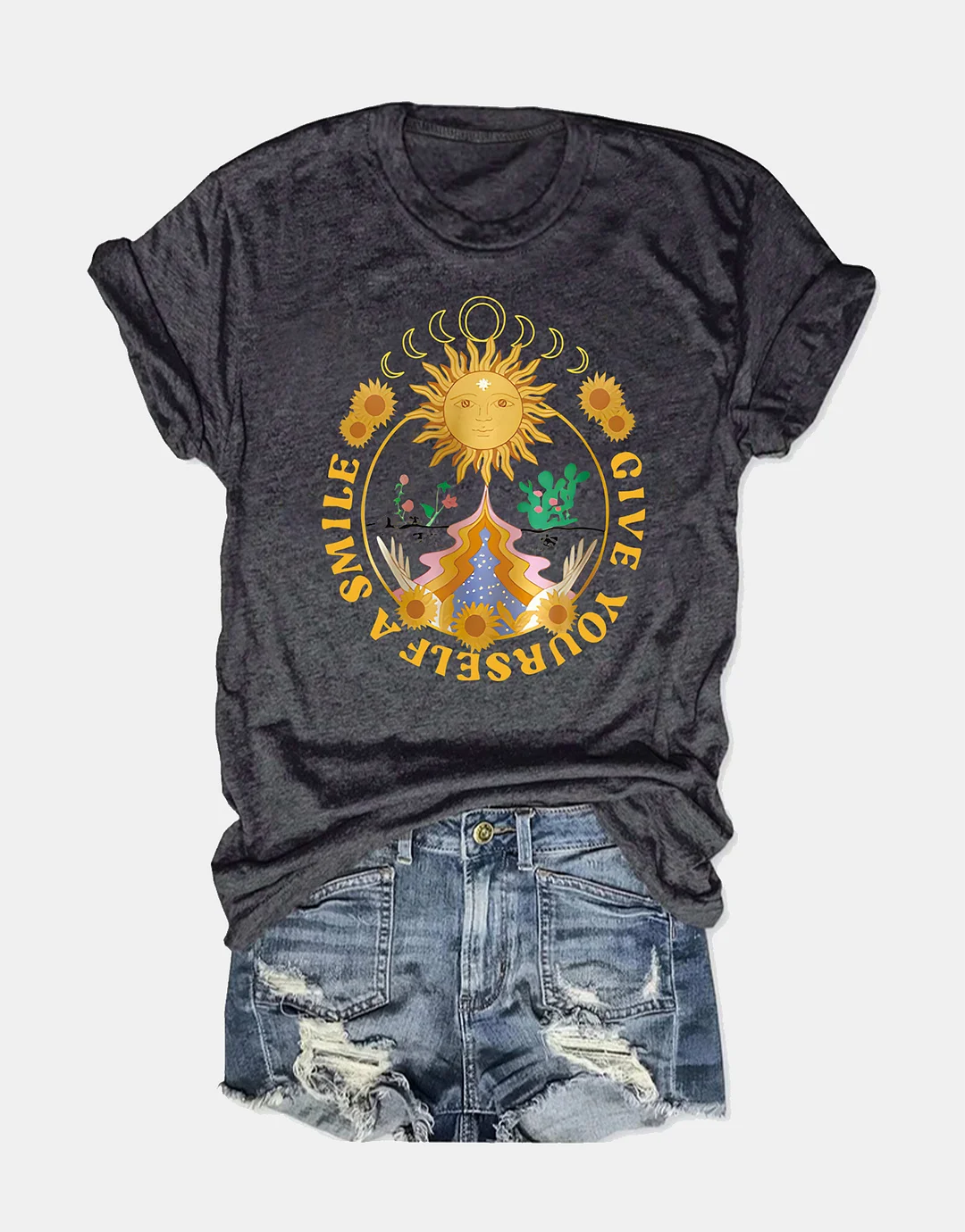 Sun Sunflower Graphic Print T-shirt / DarkAcademias /Darkacademias