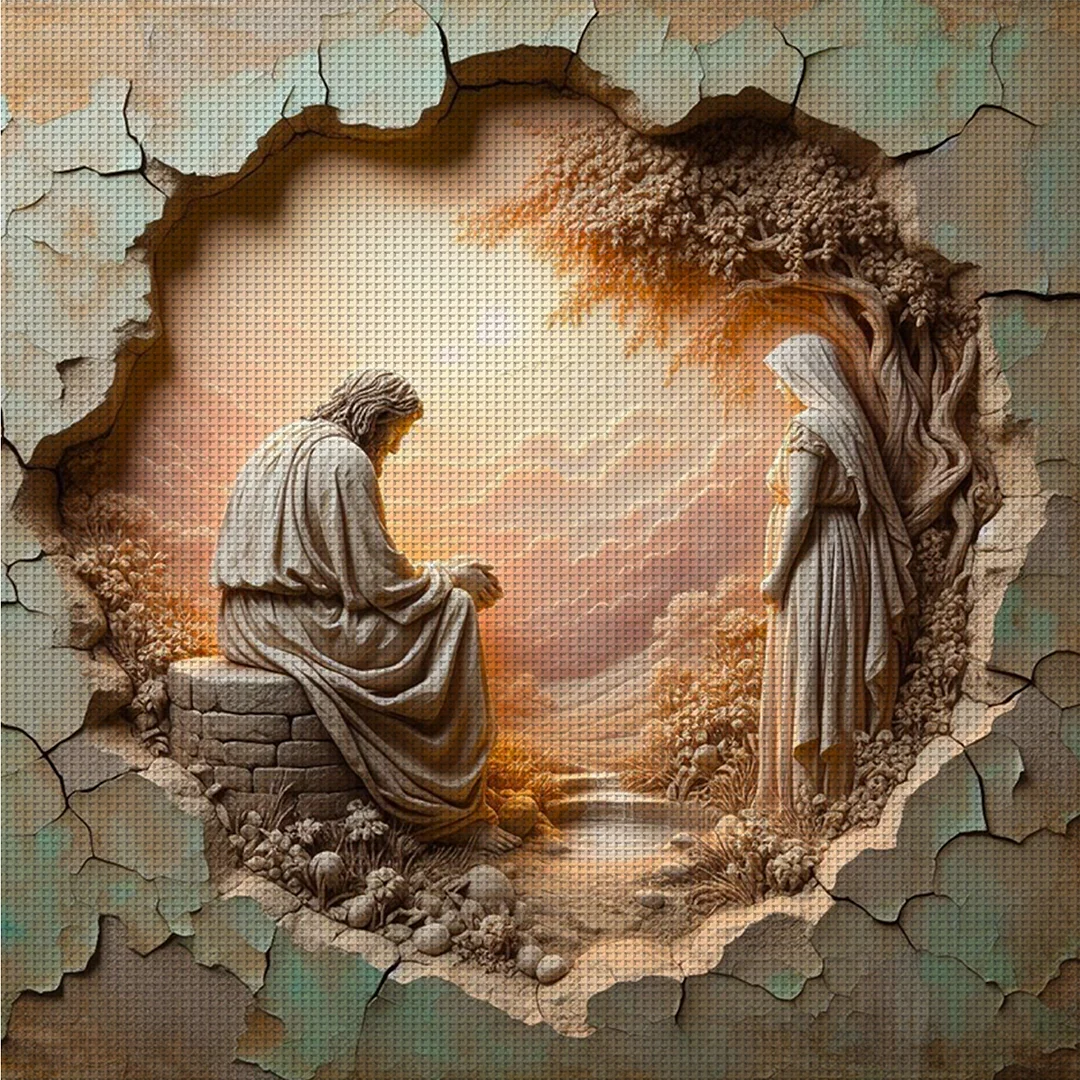 Priest B Full 14CT DIY Counted Cross Stitch Kits 40x40cm for Adults Home Decor