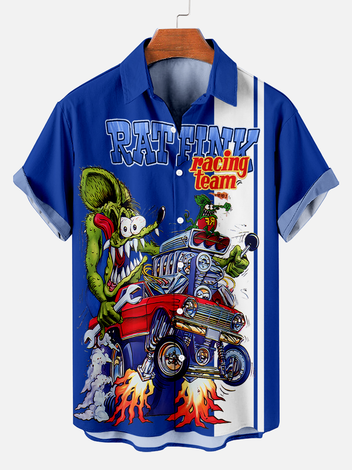 Men's Retro Modified Car Cartoon Short Sleeve Shirt PLUSCLOTHESMAN