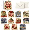 12Pcs DIY Pearl Diamond Painting Christmas Cards, 3D Greeting Card Craft Kits with Resin Pearls, Handmade Holiday Cards for Adults, Christmas Gifts & Decorations