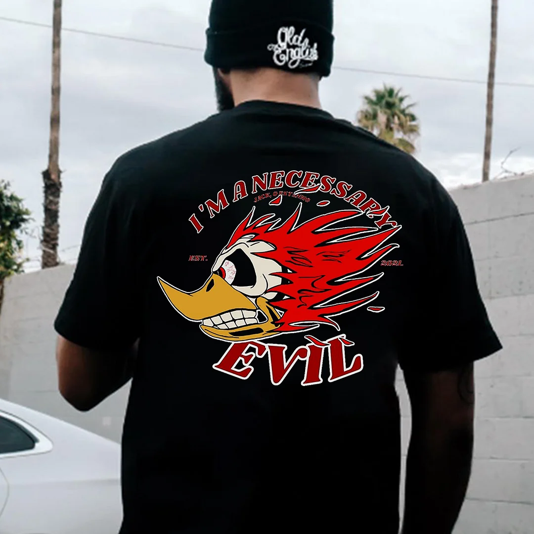 I'M A NECESSARY EVIL Hot Rod Bird Print Men's T-shirt