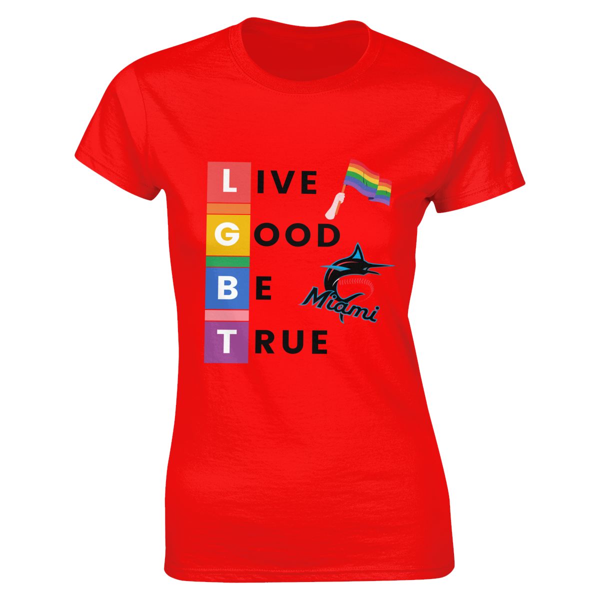 Miami Marlins LGBT Pride Women's Soft Cotton T-Shirt